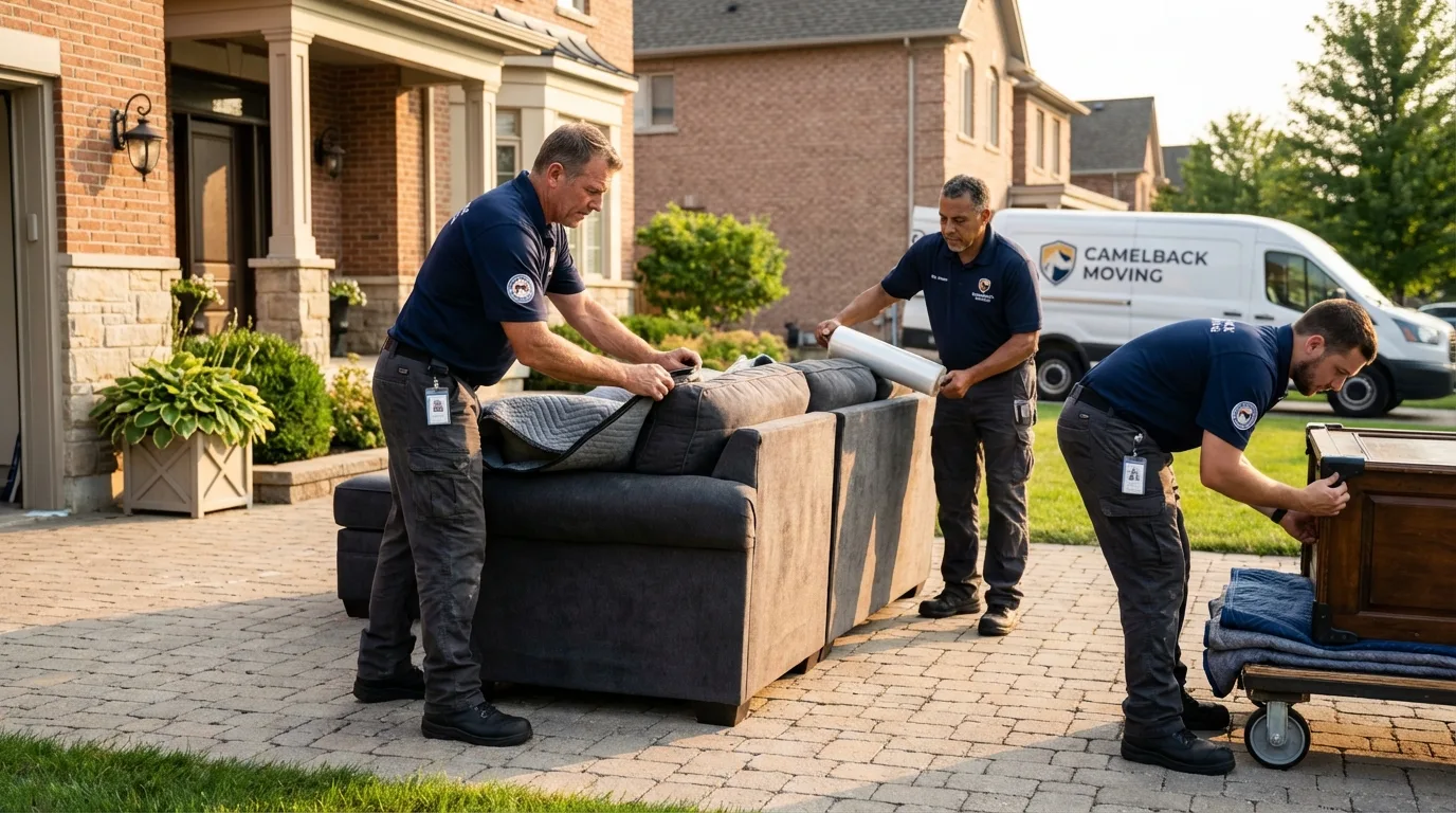 Large estate moving crew wrapping furniture in Jonesboro, IN