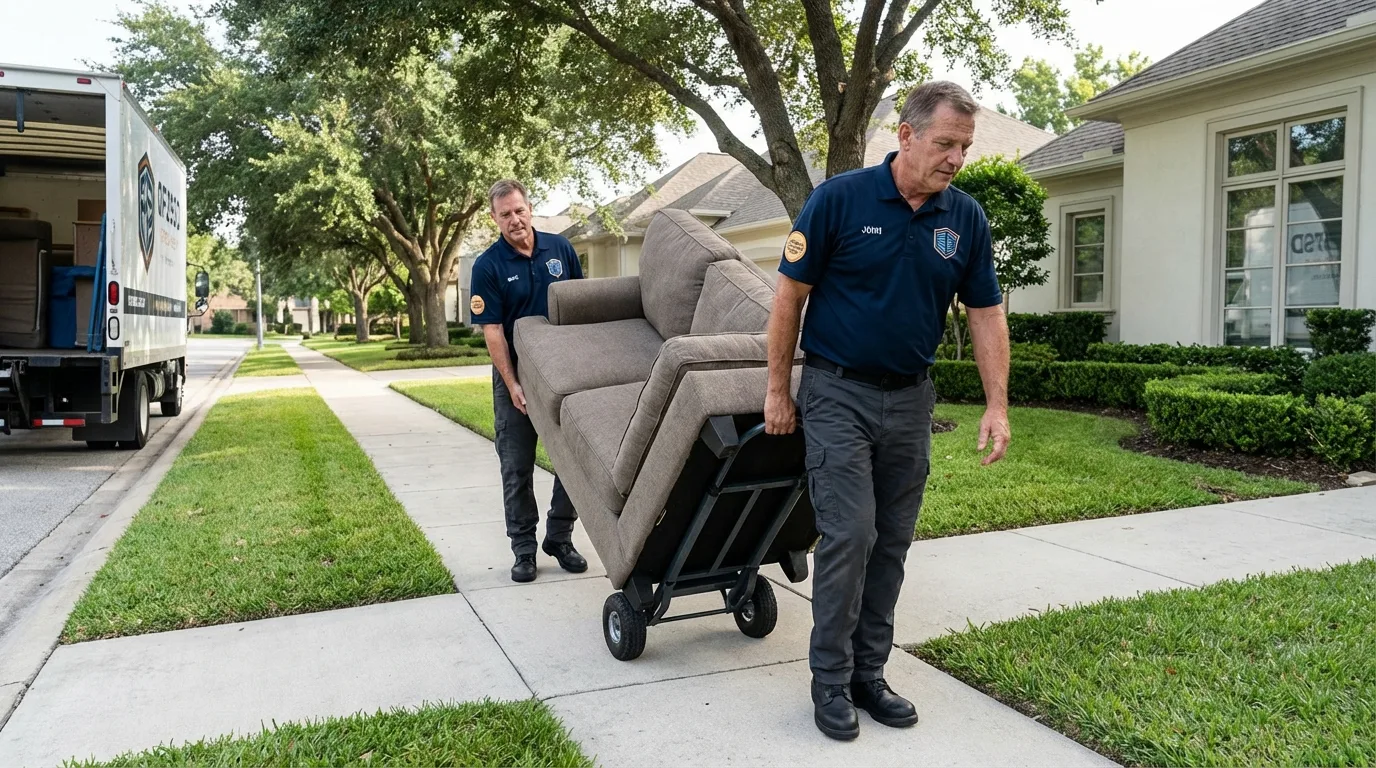 Local residential moving crew loading furniture in Jonesboro, IN
